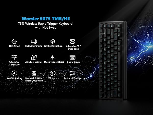 Womier 75% Keyboard Wireless,Hall Effec Keyboard