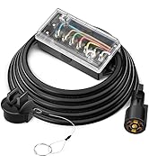 MICTUNING Heavy Duty 7 Way Trailer Cord Plug Connector with Transparent Cover 7 Gang Junction Box...