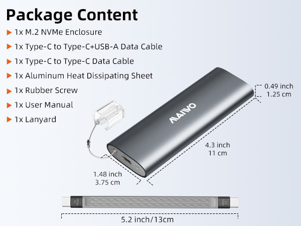 M.2 NVME to USB3.1 type-C adapter container caddy case shell housing reader dockcase holder