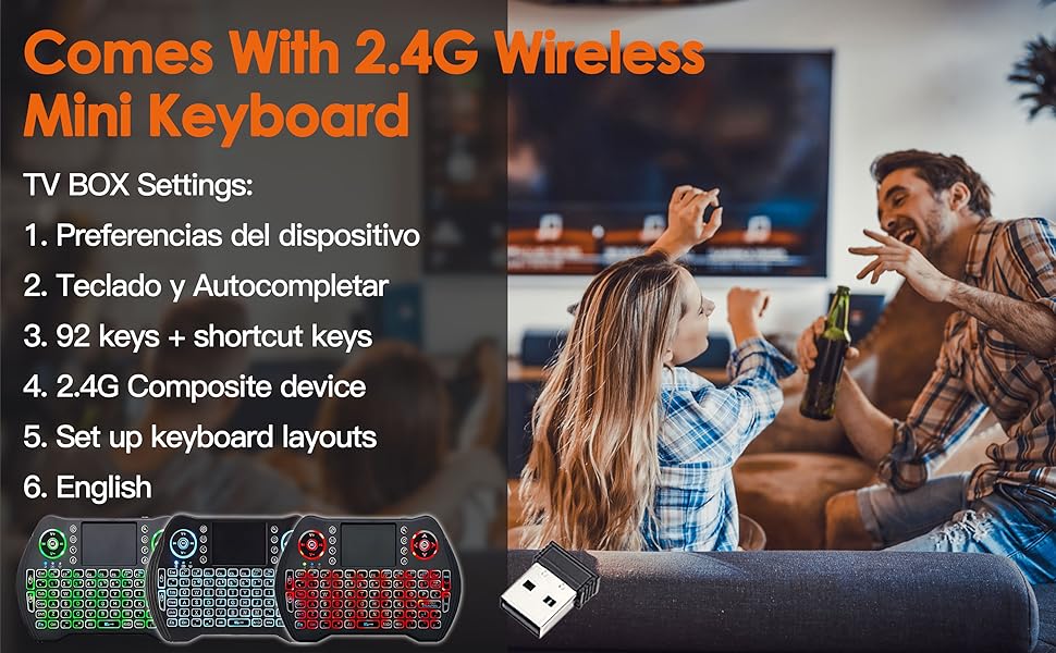 Use Upvivi's Internet TV box together with a mini wireless keyboard