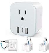 ELEGRP European Travel Plug Adapter, Foldable US to Europe Plug Adapter Converter with USB C Port...