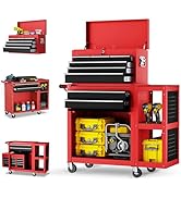 Metal Tool Chest, 8-Drawers Rolling Tool Chest with Wheels, Assembled Tool Storage Cabinet with L...