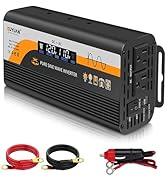 1000W Pure Sine Wave Inverter, 12V/24V Auto-Detect, 50Hz/60Hz Switchable, LCD Display, Type-C Fas...