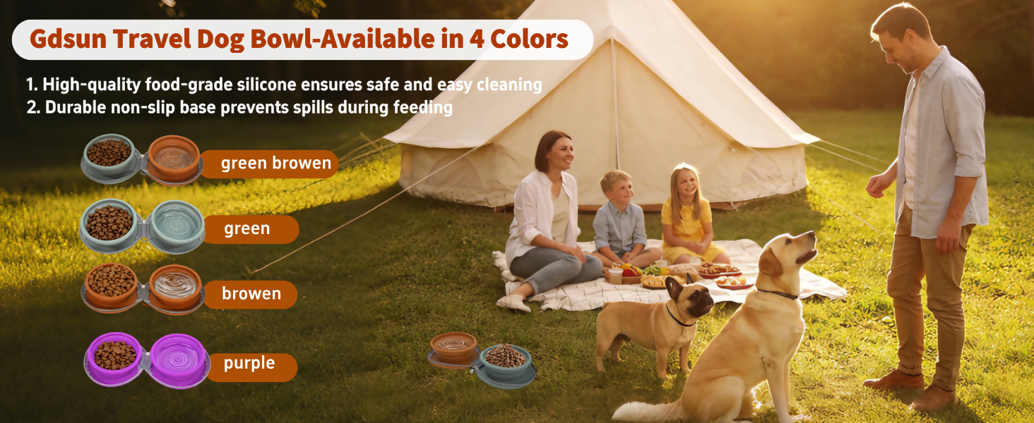 Gdsun Travel Dog Bowl-Available in 4 Colors green browen green browen purple