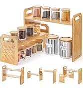 Noamus Kitchen Countertop Organizer Corner Shelf, 3-Tier Bamboo Counter Organizer, Adjustable Bat...
