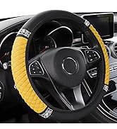 AOCISKA Bling Leather Steering Wheel Cover,Universal Non-Slip Colorful Rhinestones Elastic Steeri...