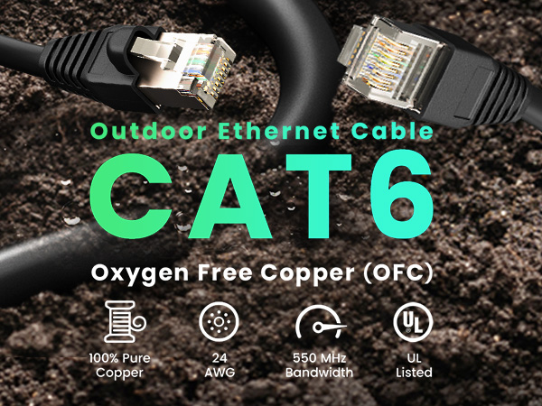 Outdoor Ethernet Cable CAT6 Oxygen Free Copper (OFC)