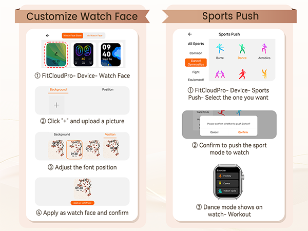 Setup: Customize Watch Faces and Push Sports on Smart Watch and the App