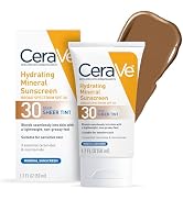 CeraVe Hydrating Mineral Sunscreen SPF 30 with Sheer Tint, Tinted Mineral Sunscreen with Zinc Oxi...