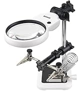Beileshi 3.5X 5.25x Magnifier Station Auxiliary Clamp and Alligator Clips Magnifying Glass Stand ...