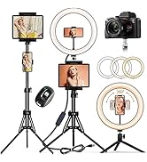 12" Selfie Ring Light with Tripod Stand 72" Tall & Mini Desktop Tripod, PEYOU Ring Light Tripod w...