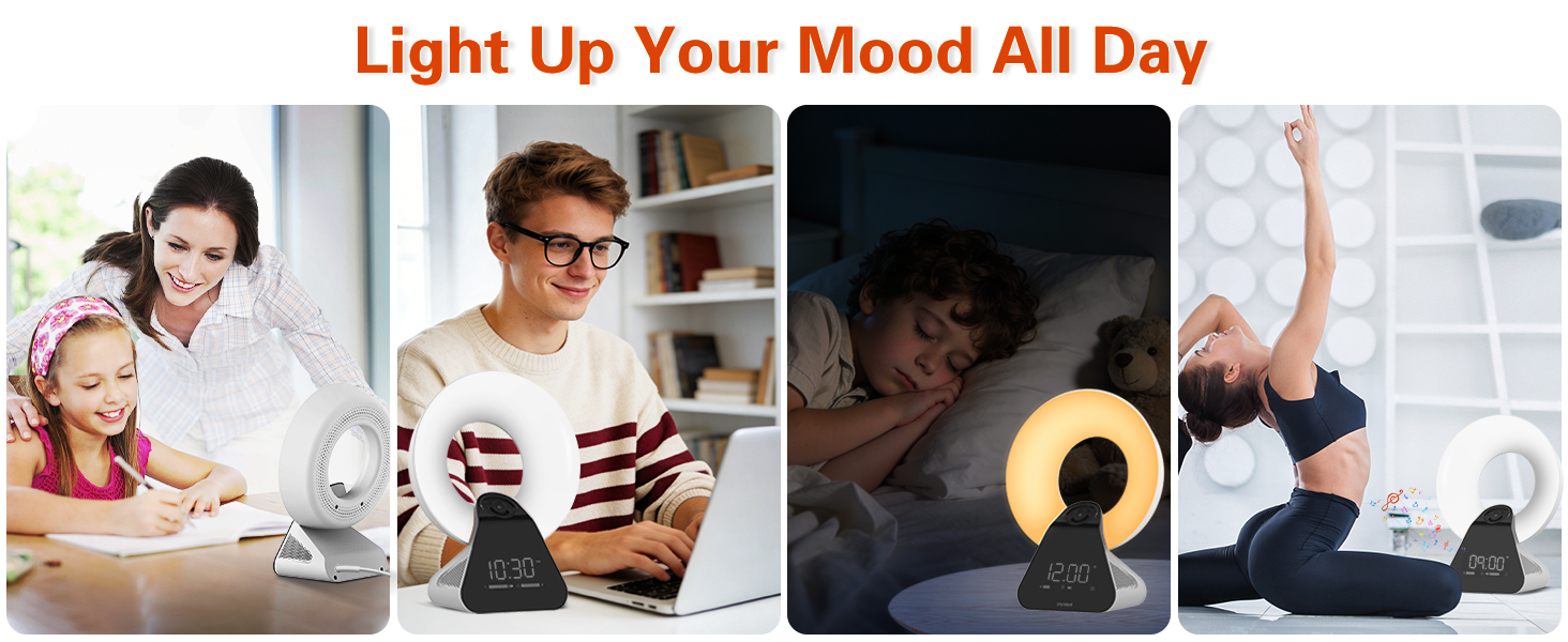 Voraiya Light Therapy Lamp Wake Up Light Sunrise Alarm Clock