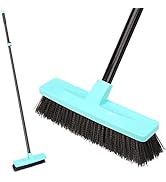 Push Broom Stiff Bristles Outdoor Broom with Telescopic 59" Long Handle for Cleaning Scrubbing De...