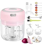Electric Mini Garlic Chopper 2 Cup,Portable Cordless Food Processor, Vegetable Chopper Blender On...
