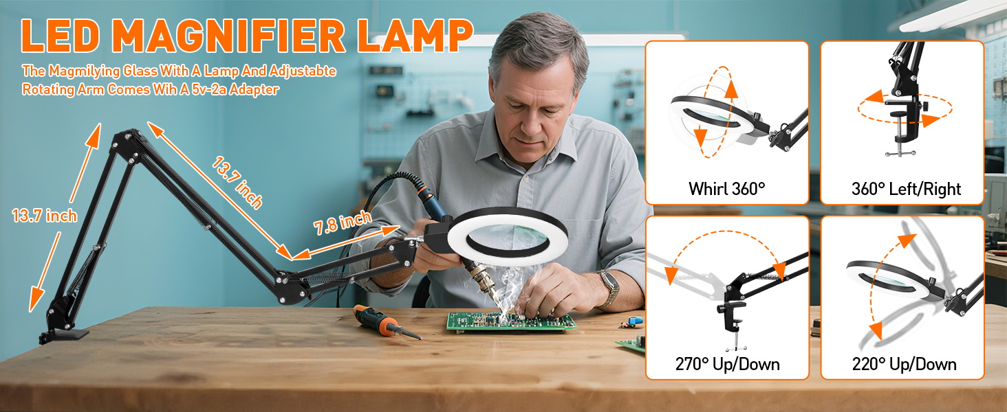 lighted magnifier lamp light swing arm desk lamps jewelry magnifying glass with light swing arm