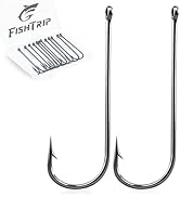 FishTrip 100 Pack Aberdeen Fishing Hooks Freshwater, Long Shank Light Wire Worm Hooks - Live Bait...