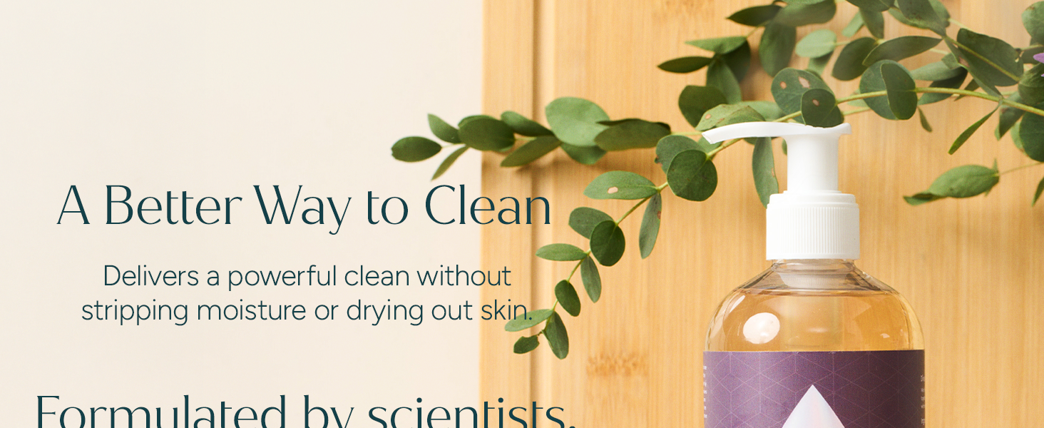 Puracy Gel Hand Soap bottle next to eucalyptus, highlighting a better way to clean.