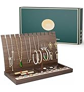 Teamkio Wooden Jewelry Organizer, Jewelry Display Stand Necklace Holder for 12 Necklaces, Earring...