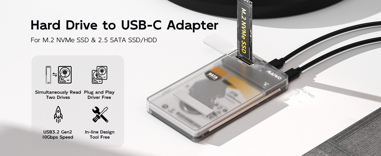 m.2 nvme to 2.5 inch sata hard drive enclosure pcie nvme hard disk docking station USB 3.2 Gen 2