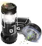 2-Pack Solar Camping Fan w/ Lantern, DIBMS Collapsible Solar Powered USB Rechargeable &amp; Battery P...