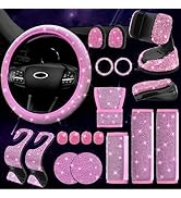 ARTILAURA 19 Pack Bling Car Accessories for Women, Steering Wheel Cover Universal Fit 15 Inch, Ca...