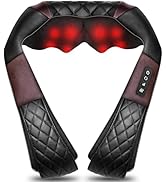WOQQW Neck Massager with Heat, Shiatsu Back Neck and Shoulder Massager, Deep Tissue 4D Kneading M...
