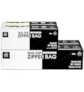 24/7 Bags- Gallon &amp; Quart Food Storage Zip Bags Bundle Pack, 100 Count Each, Total 200 Bags, Doub...