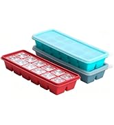 Ice Cube Trays with Lid, 3 Packs 36 Cubes Durable Stackable Flexible Silicone Ice Cube Trays for ...