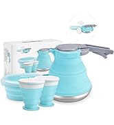 Portable Collapsible Camping Kettle, 1.5L/ 52OZ Foldable Silicon Coffee Pot for Outdoor Camping, ...