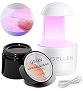 Gellen Solid Nail Glue Gel Kit - 8g Gel and 8w Mini UV Light LED Lamp for Cured Nails, Press on G...