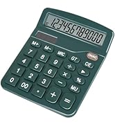 DANRONG Dark Green Desktop Calculator with Big Buttons, Dual Power Source, Solar and Battery, Lar...