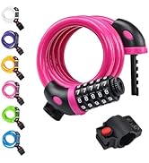 NDakter Bike Lock, 4 Feet Bike Locks Cable, High Security 5 Digit Resettable Combination Coiling ...