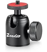 Zeadio Tripod Mini Ball Head, with 1/4'' 3/8" Screw Ball Head Tripod Mount for Cameras, DSLR, Mon...