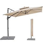 JEAREY 10ft 2-Tiers Cantilever Patio Umbrella Outdoor Square Large Offset Umbrella Double Top Roa...