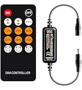 1-Way RF Remote Dimmer for Single LED Strip Lights,14-Key Wireless Remote, DC5-24V Controller for...