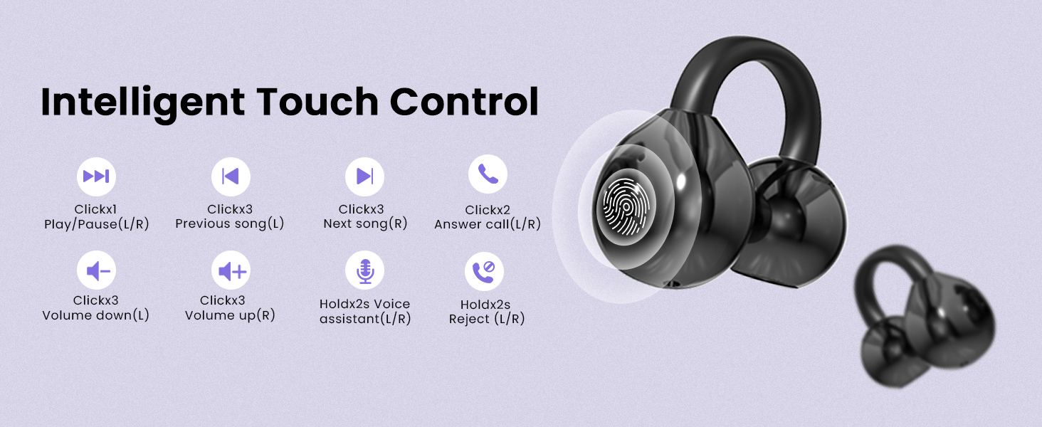 Lightweight Open Ear Headphones with Mic 60H Battery,Waterproof, for Small Ears &amp; Glasses Wearers