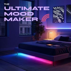 Moody bedroom scene with LIFX lighting.