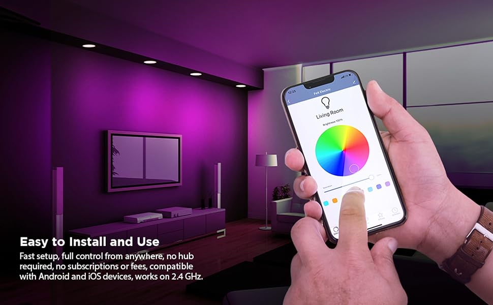 Feit Electric smart recessed downlights are easy to install and connect to the Feit Electric app.
