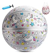 INPODAK Basketball 27.5 Inches Size 5 for Girls Kids and Youth Indoor Outdoor Unicorn Sport Ball ...