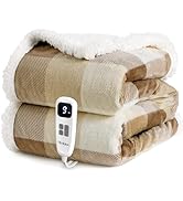 blunique Heated Blanket Electric Throw-50''x60''Ultra Soft Cozy Plaid Flannel Fast Heating Electr...