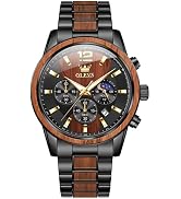 OLEVS Men Analog Quartz Waterproof Watches Multifunction Chronograph Diamond Moon Phase Luminous ...