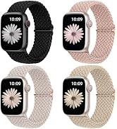 DaQin 4 Pack Braided Solo Loop Compatible with Apple Watch Band 38mm 40mm 41mm 42mm 44mm 45mm 49m...