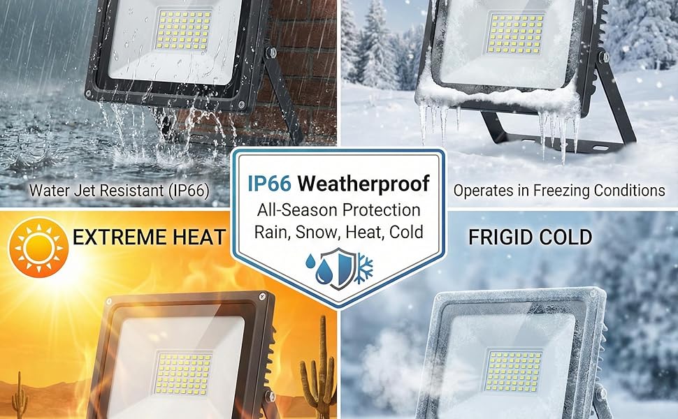 XXBSAZ 2 Pack 100W Flood Lights Outdoor Convertible IP66 Water-Proof