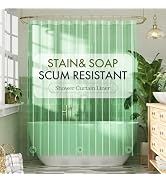 Bathway Shower Curtain Liner, Clear Shower Curtain Liner Green 72x72 PEVA Waterproof Shower Curta...