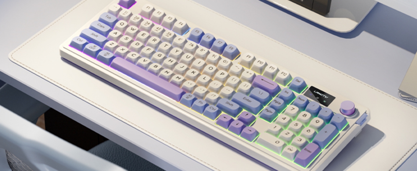 L98 membrane keyboard cute keyboard 98 keys gasket mounted RGB programmable gaming keyboard