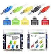 ZOERAX Cat5e Cat6 RJ45 Pass Through Connectors &amp; Strain Relief Boots 100-Pack (100 Connectors + 1...