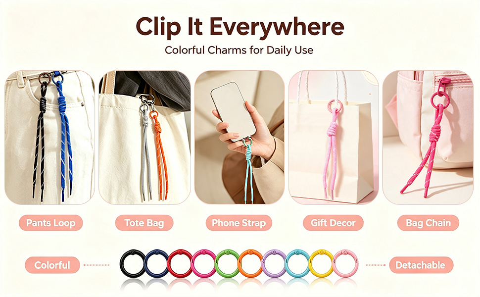 Rope Keychain Paracord Bag Charms for Tote Bags Purse Wallet