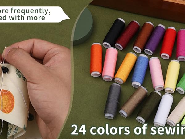 sewing thread in 24 colors, 12 rolls of basic black and white sewing thread