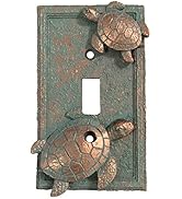 Top Brass Sea Turtle Nautical Beach Art Decor - Electrical Cover Wall Plate Bronze/Verdigris Fini...