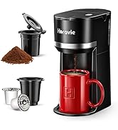 Horavie Small Single Serve Coffee Maker for K Cup and Grounds, Fast Brew One Cup Coffee Machine w...